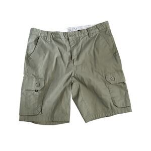 Jockey Cargo Shorts Mens 36 Green Stretch Flat Front Utility Pockets Casual